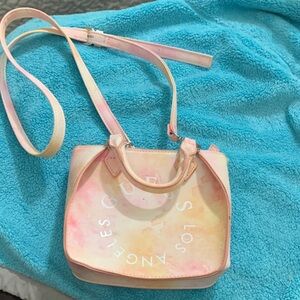 Guess Pastel Pink and Cream Watercolor Crossbody Bag
